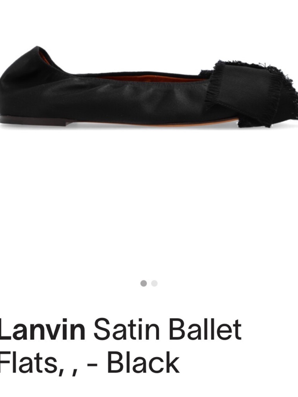 Lanvin Black Satin Frayed Bow Ballet Flats